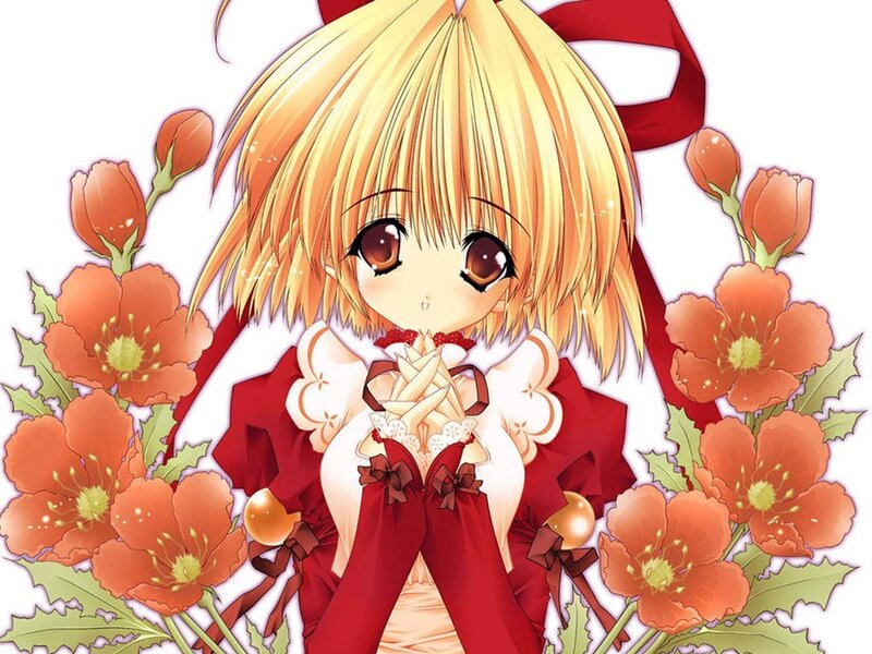 Blonde Anime Girl — Red, Calm