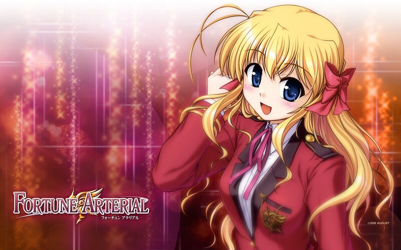 Blonde Anime Girl — Red, Cheerful