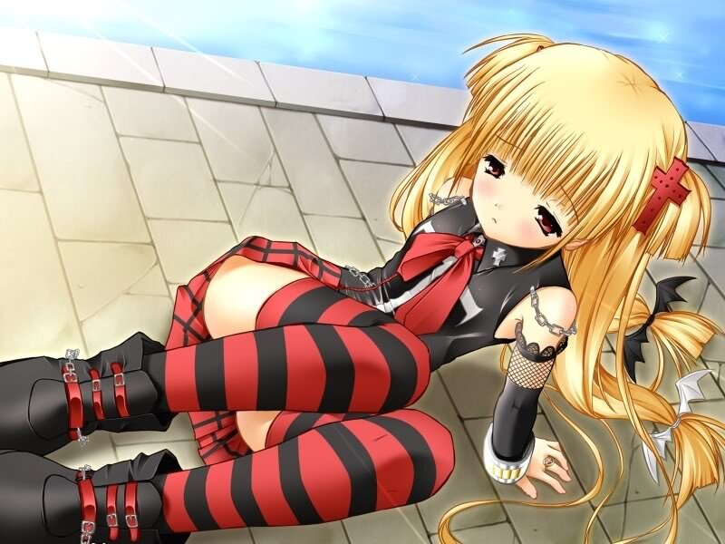 Blonde Anime Girl — Red, Dramatic, Afternoon