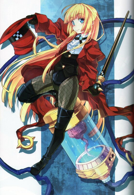 Blonde Anime Girl — Red, Dramatic, Brain in Jar
