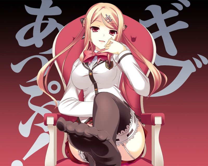 Blonde Anime Girl — Red, Dramatic, Chair