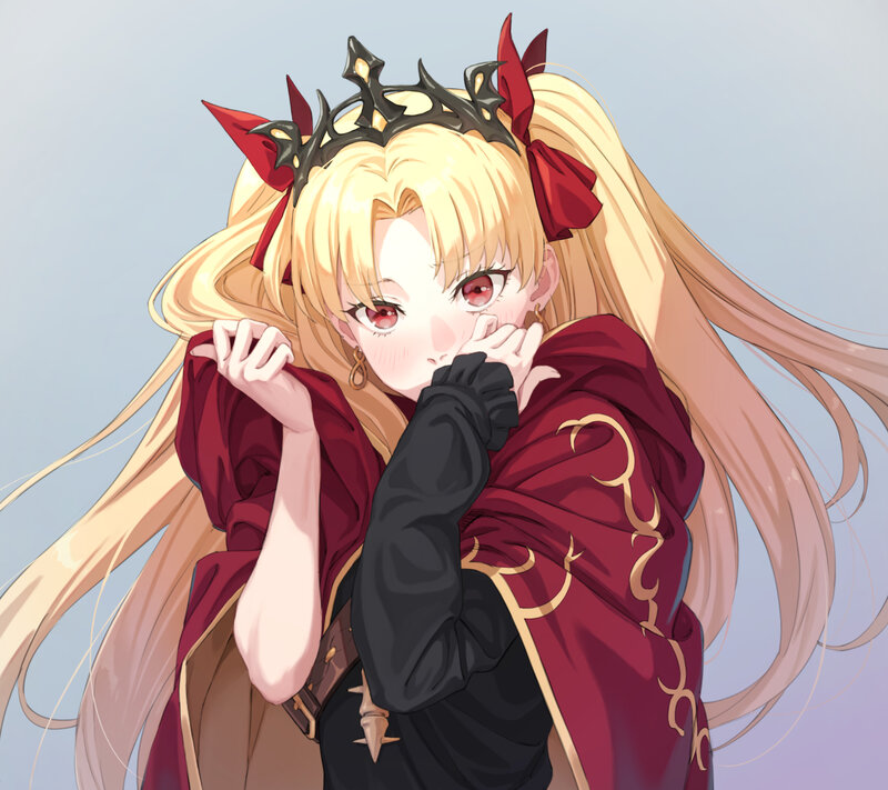 Blonde Anime Girl — Red, Dramatic, Crown, Cloak