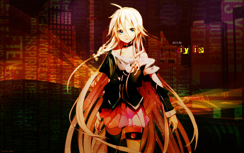 Blonde Anime Girl — Red, Dramatic, Night, Cityscape