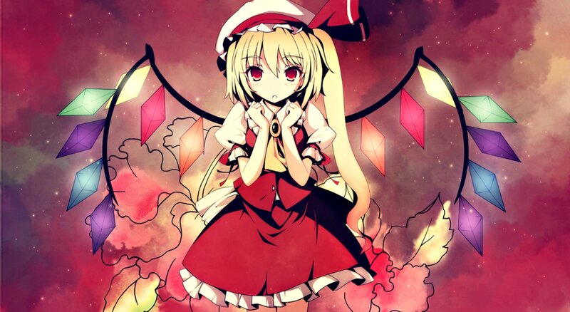 Blonde Anime Girl — Red, Dramatic, Night, Red Dress