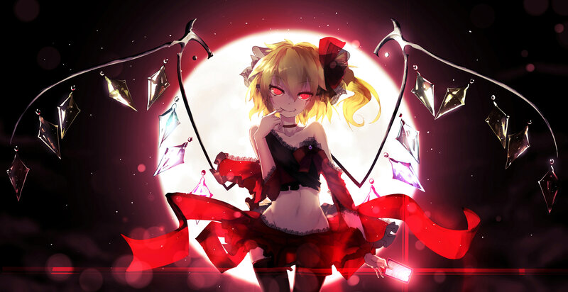 Blonde Anime Girl — Red, Dramatic, Night, Scythe