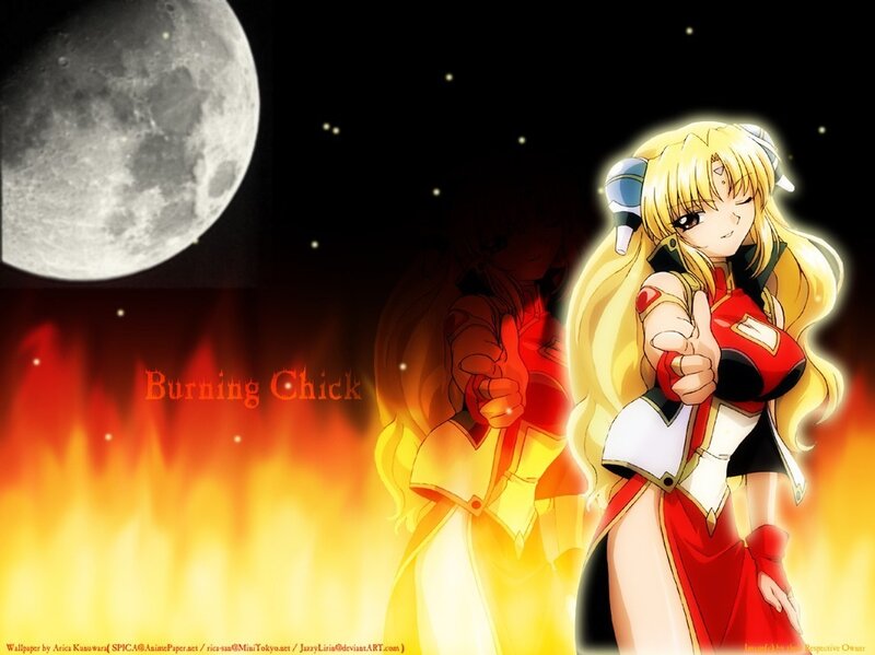 Blonde Anime Girl — Red, Dramatic, Night