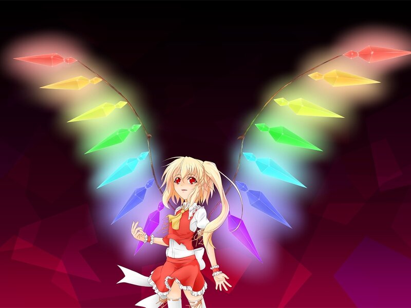 Blonde Anime Girl — Red, Dramatic, Night, Wings