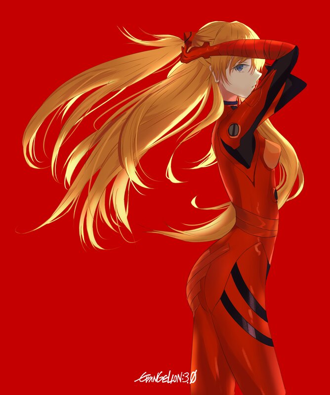 Blonde Anime Girl — Red, Dramatic, Red Suit