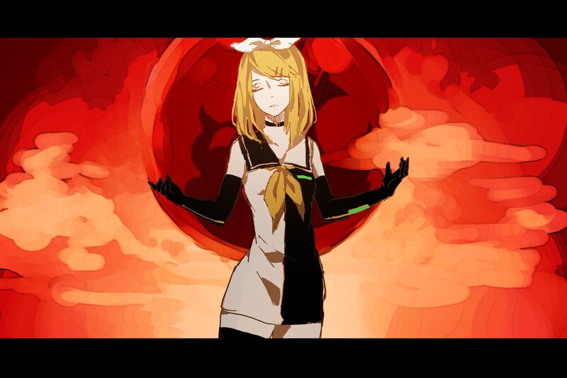 Blonde Anime Girl — Red, Dramatic, Sailor Uniform