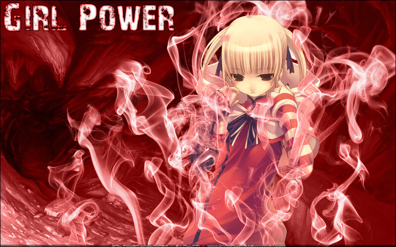 Blonde Anime Girl — Red, Dramatic, Smoke
