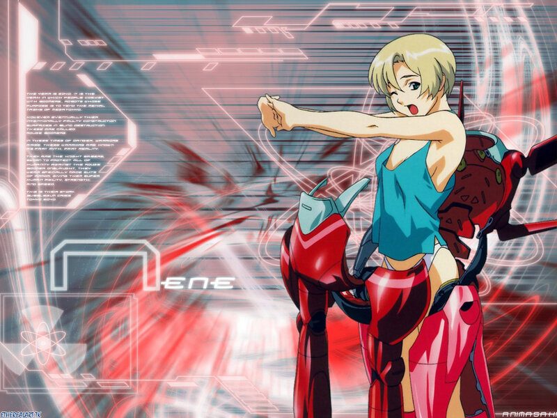 Blonde Anime Girl — Red, Dynamic, Mech Suit