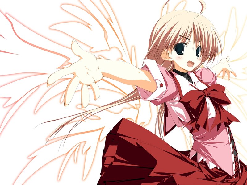 Blonde Anime Girl — Red, Dynamic, Wings