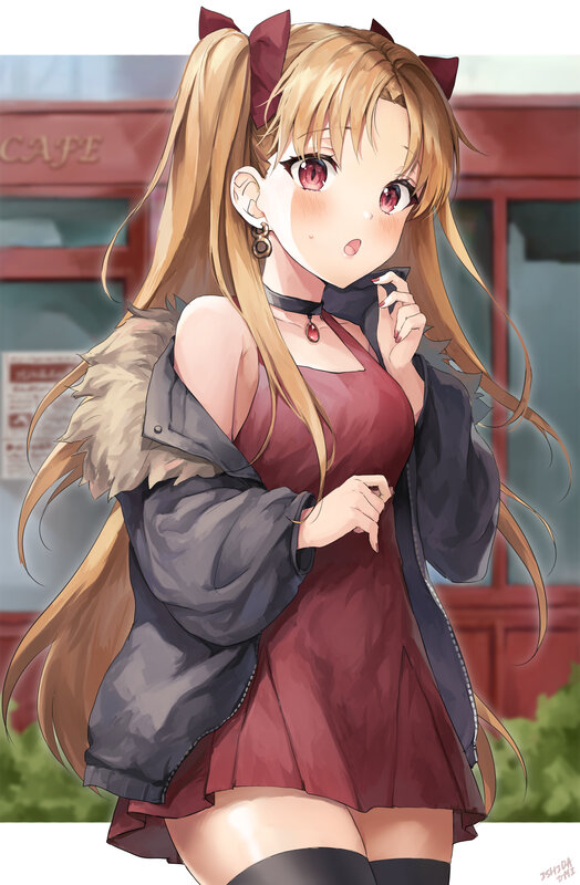 Blonde Anime Girl — Red, Neutral, Afternoon