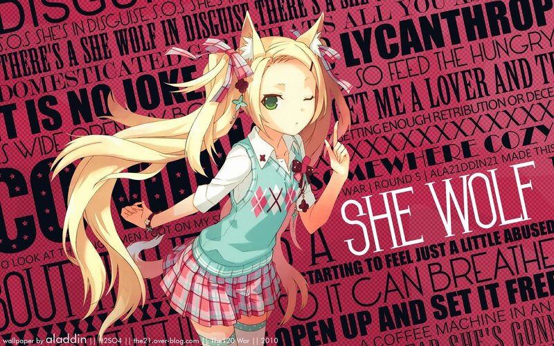 Blonde Anime Girl — Red, Playful, Fox Ears