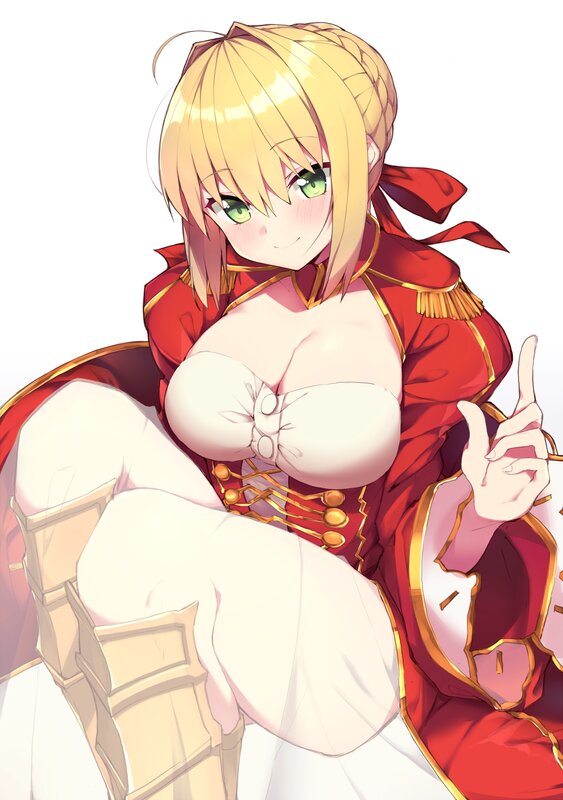 Blonde Anime Girl — Red, Playful, Red Coat