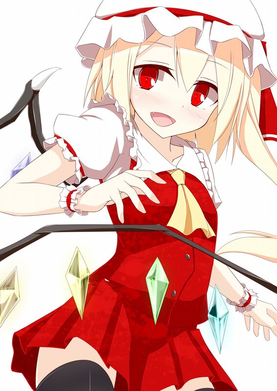Blonde Anime Girl — Red, Playful, Red Dress