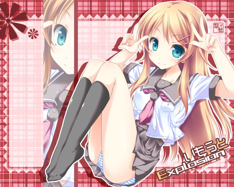 Blonde Anime Girl — Red, Playful