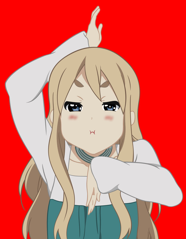 Blonde Anime Girl — Red, Playful, White Shirt