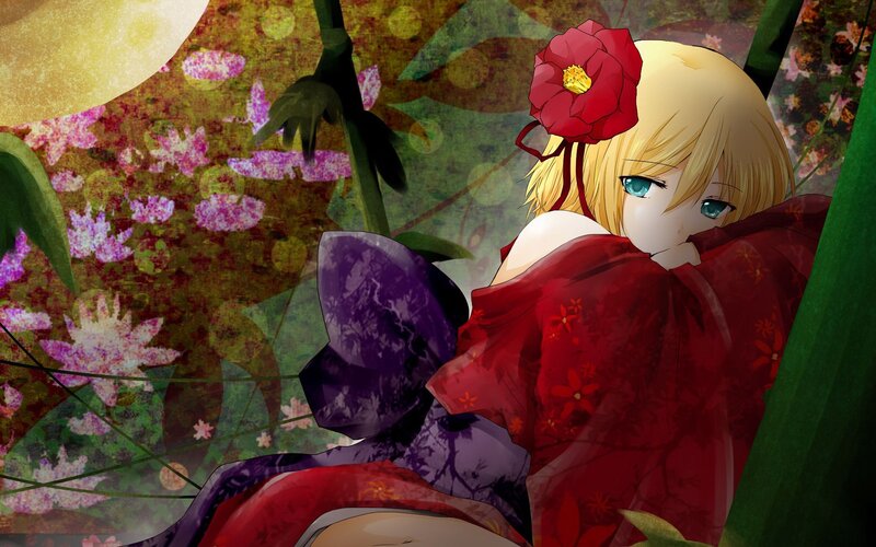 Blonde Anime Girl — Red, Serene