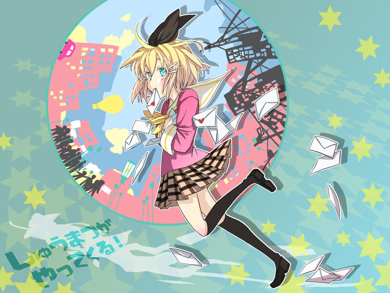 Blonde Anime Girl Running — Blue