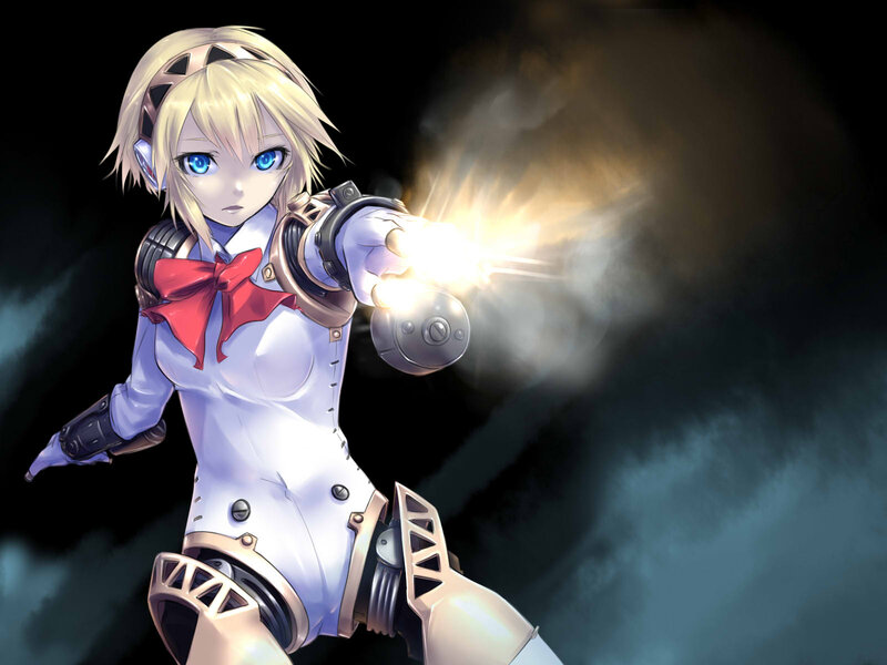Blonde Anime Girl Shooting — White