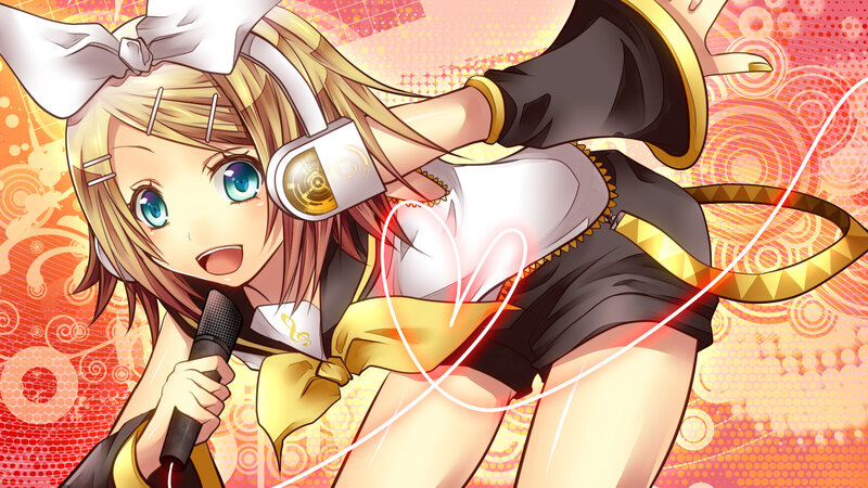 Blonde Anime Girl Singing — Orange