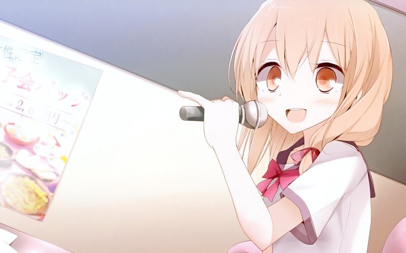 Blonde Anime Girl Singing — Pink, Cheerful