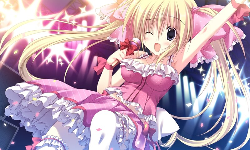Blonde Anime Girl Singing — Pink, Energetic