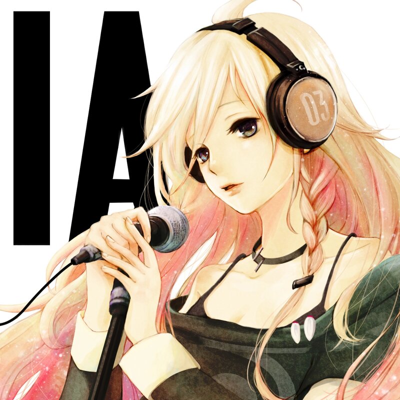Blonde Anime Girl Singing — White