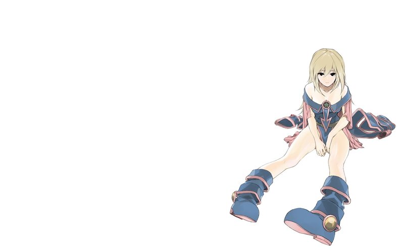 blonde anime girl sitting