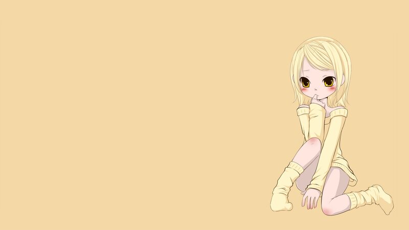blonde anime girl sitting