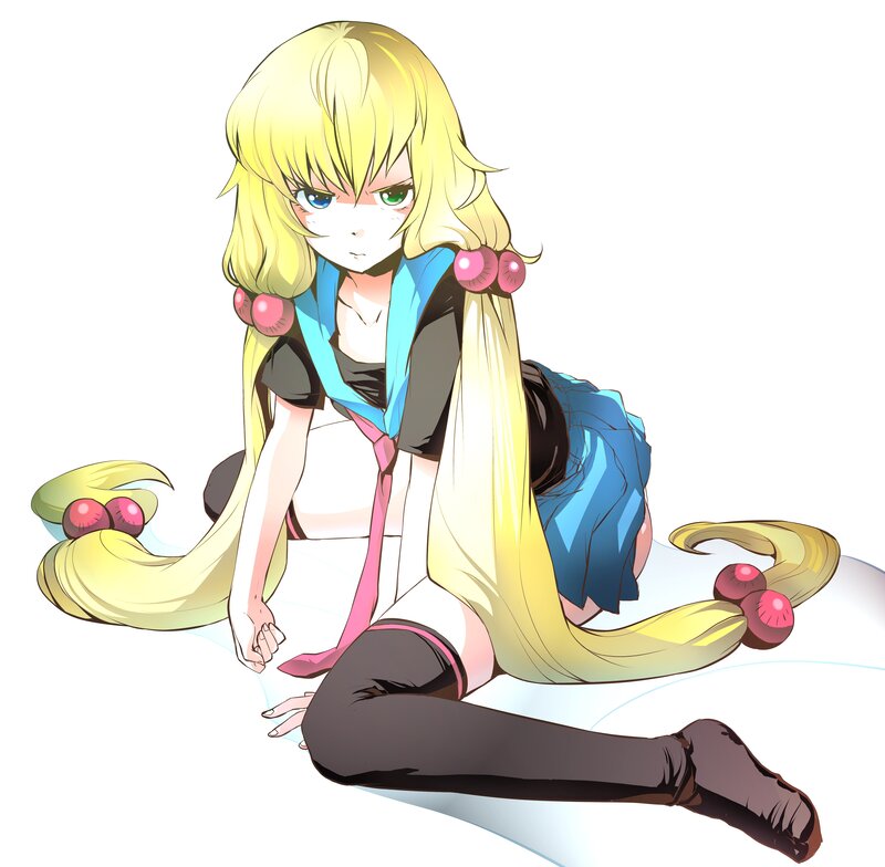 blonde anime girl sitting