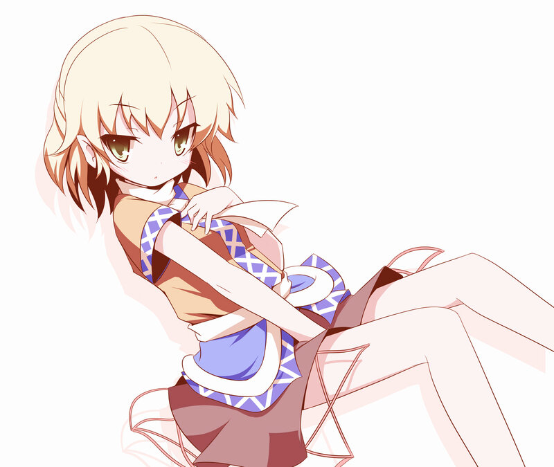 blonde anime girl sitting