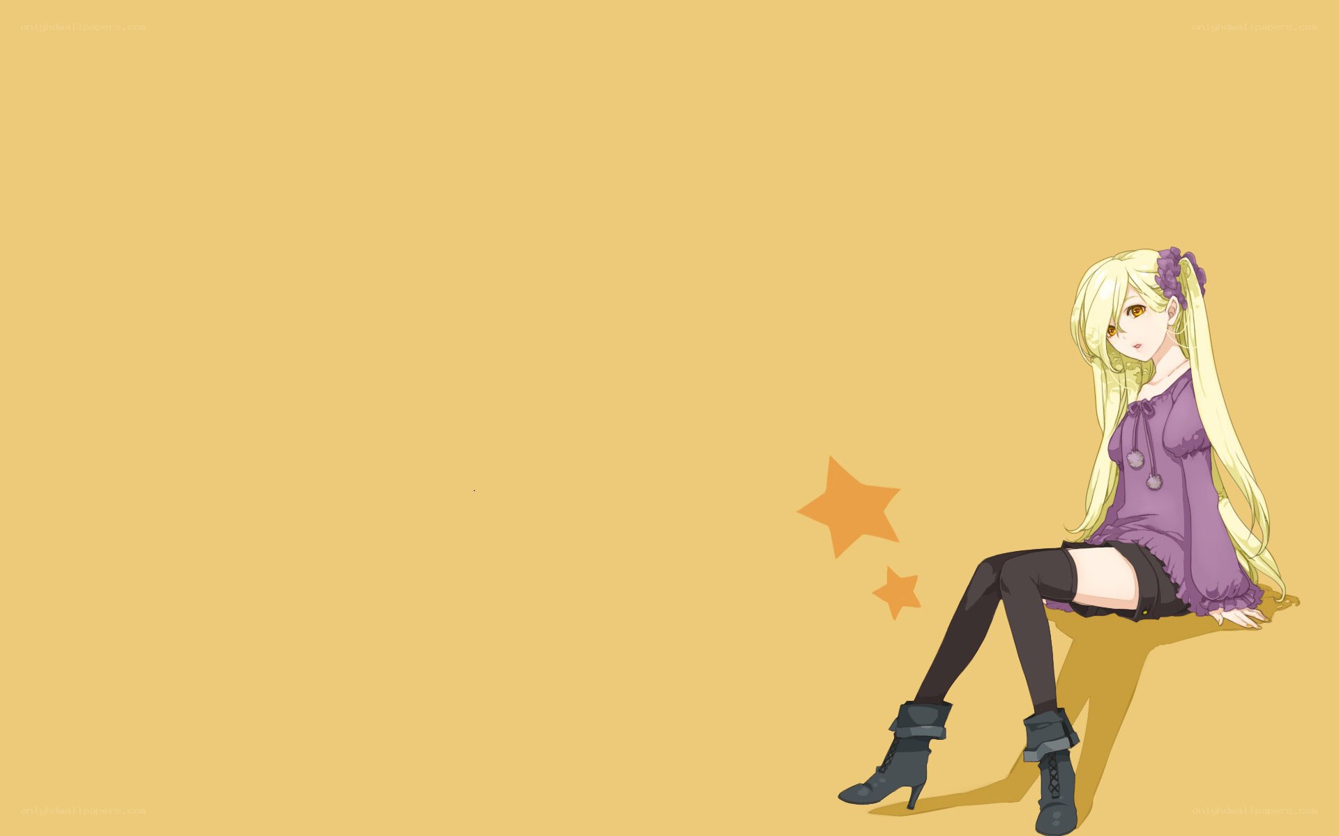 blonde anime girl sitting