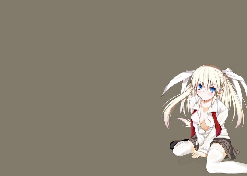 blonde anime girl sitting