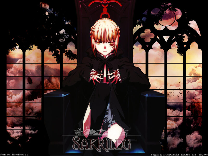 Blonde Anime Girl Sitting — Black