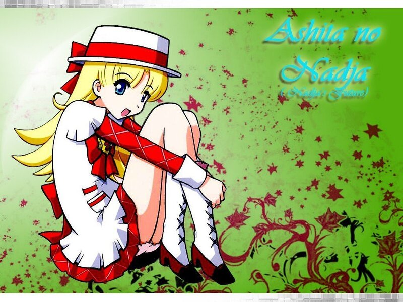Blonde Anime Girl Sitting — Green