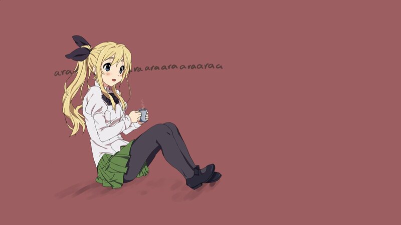 Blonde Anime Girl Sitting — Maroon