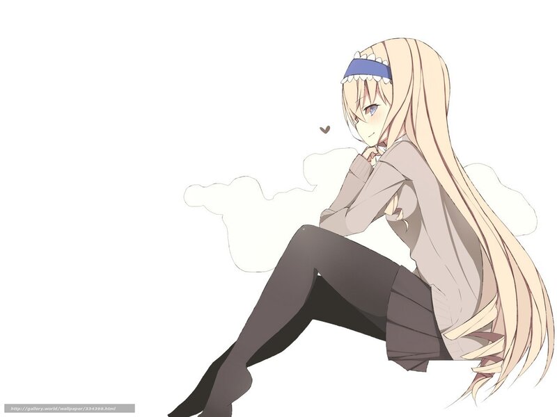 blonde anime girl sitting