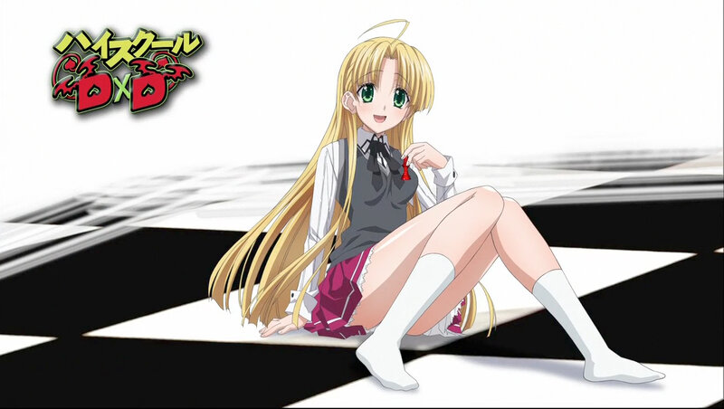 Blonde Anime Girl Sitting — White