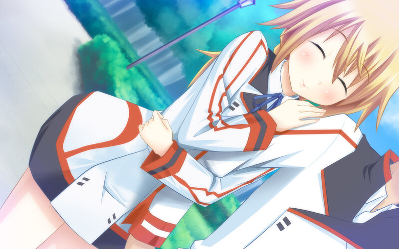 blonde anime girl sleeping