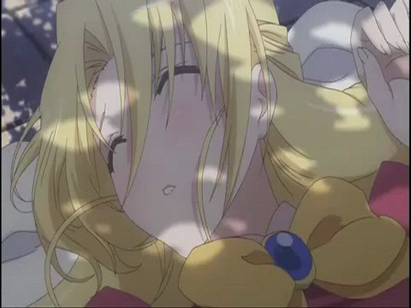 blonde anime girl sleeping