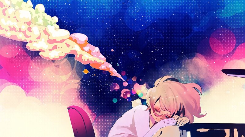 Blonde Anime Girl Sleeping — Blue, Dreamy