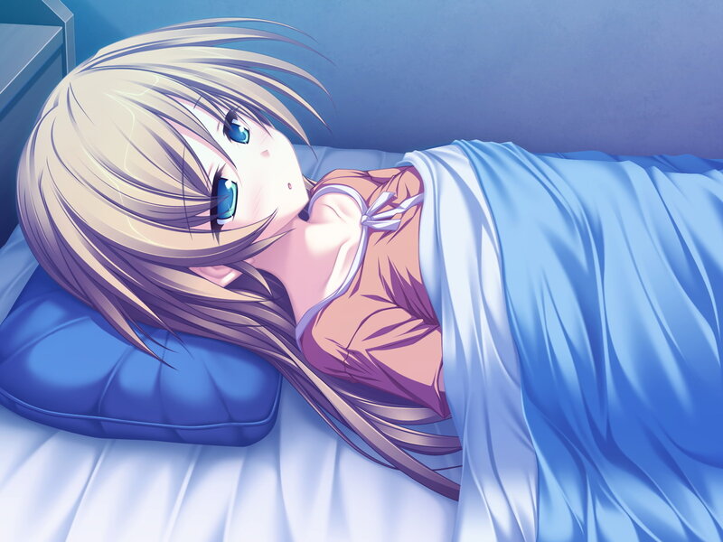 Blonde Anime Girl Sleeping — Blue