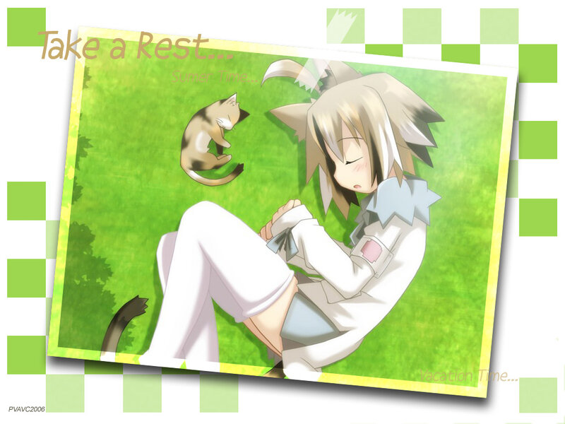 Blonde Anime Girl Sleeping — Green