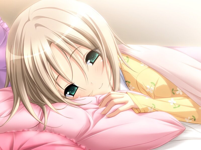 Blonde Anime Girl Sleeping — Pink