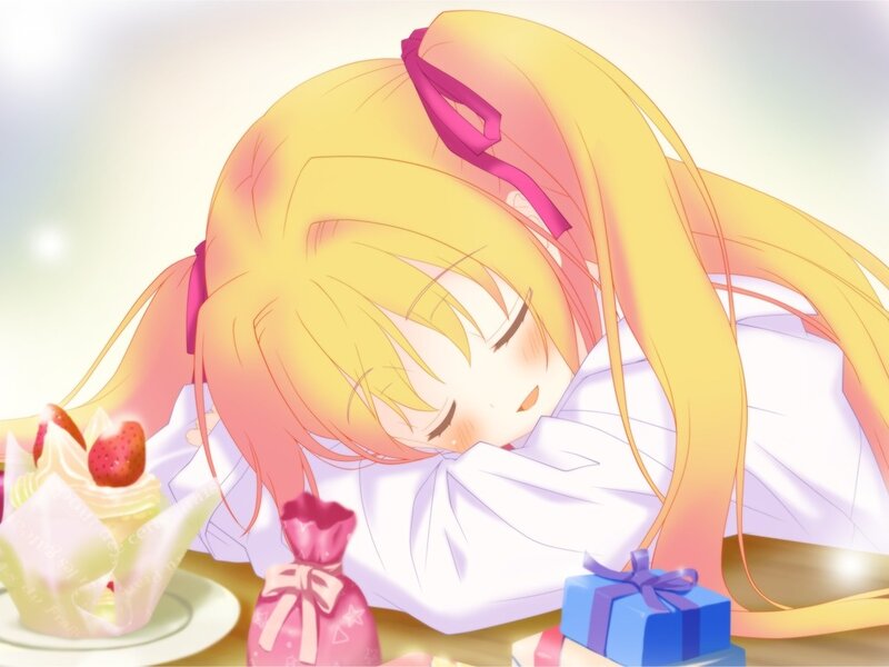 Blonde Anime Girl Sleeping — Yellow, Peaceful