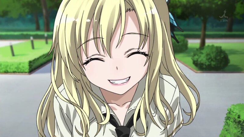 blonde anime girl smiling