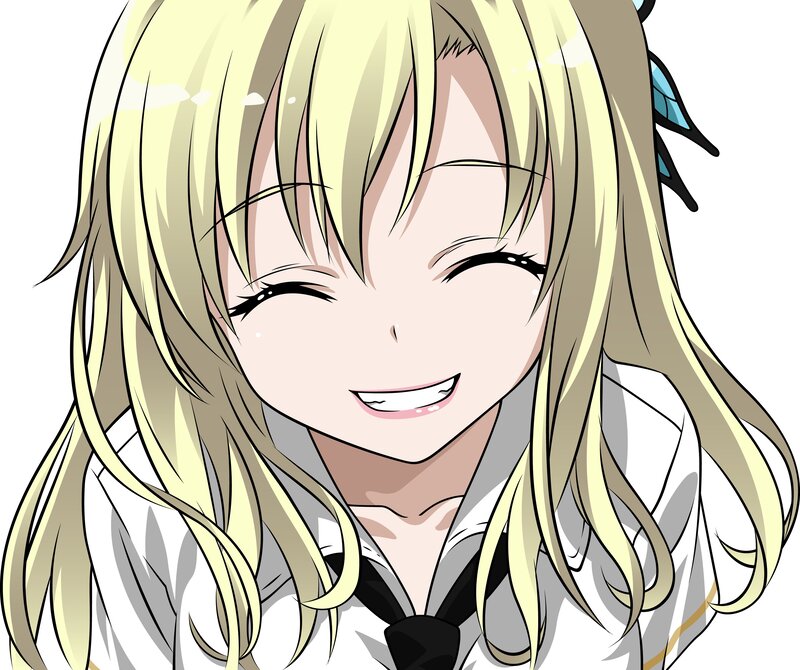 blonde anime girl smiling