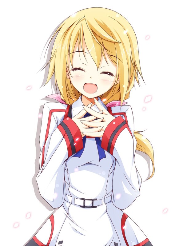 blonde anime girl smiling